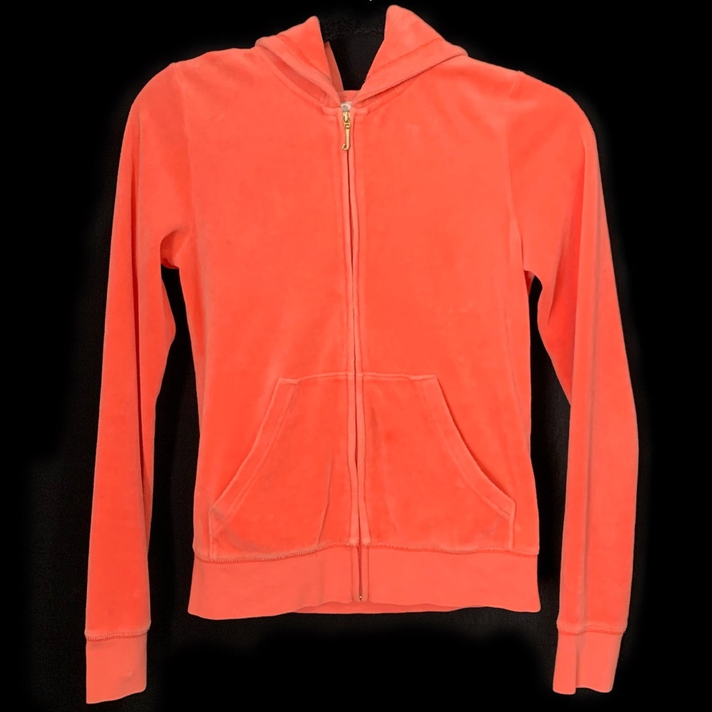 Juicy Couture Fluorescent Orange Velour Zip Jacket